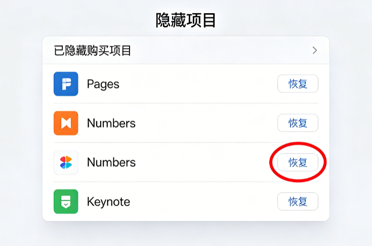 Apple ID购买项目隐藏与恢复教程｜隐藏已购APP