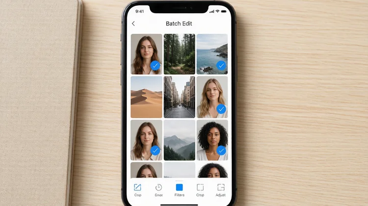 iPhone照片批量管理多选勾选界面截图 苹果派