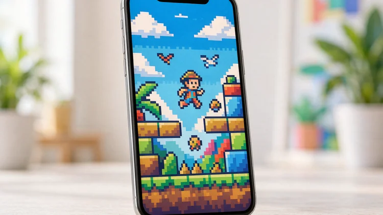 iPhone 像素平台跳跃游戏截图 - 苹果派