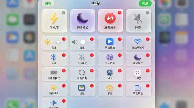 iOS 26 控制中心自定义布局配图 苹果派